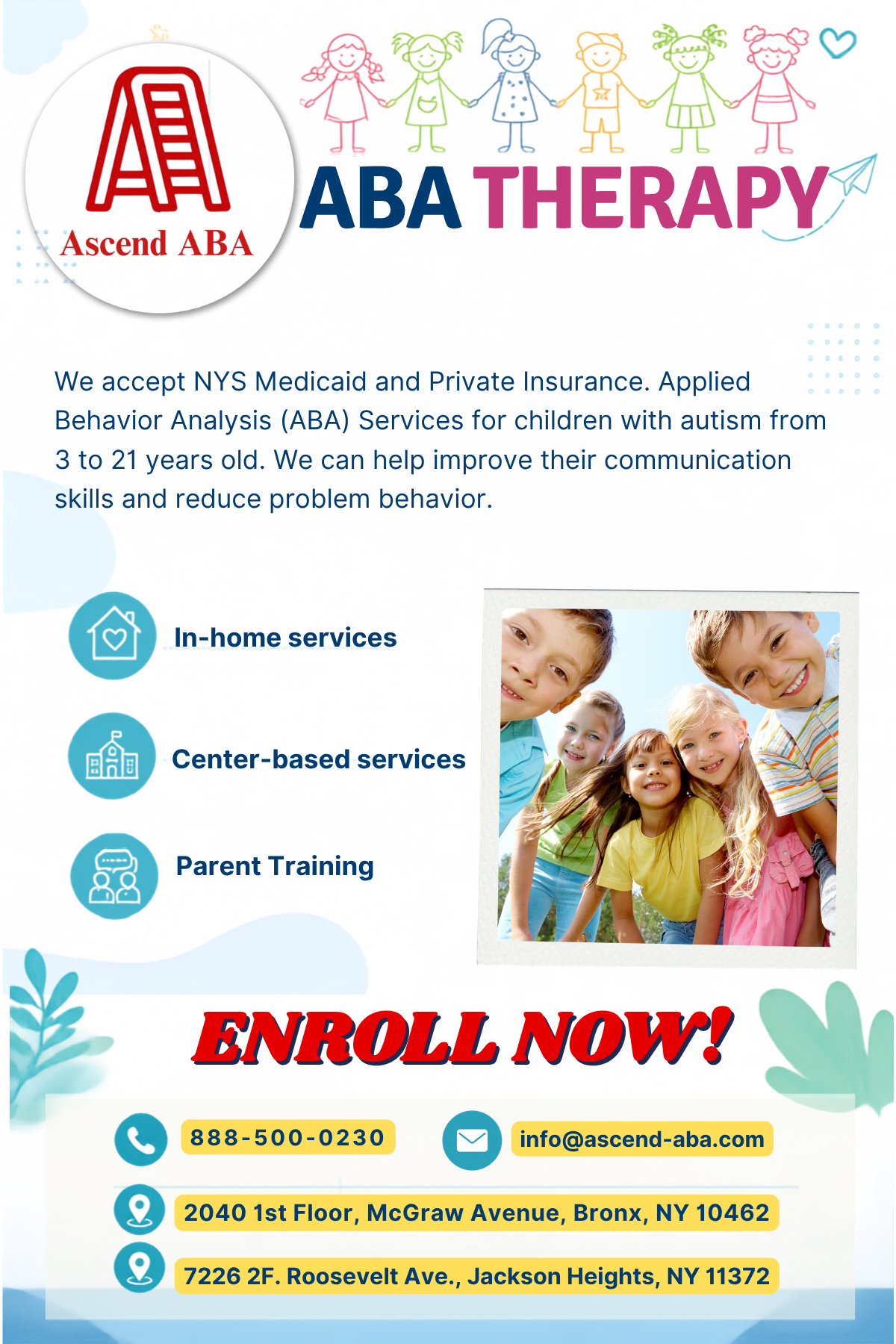 English-language Ascend ABA therapy services flyer
