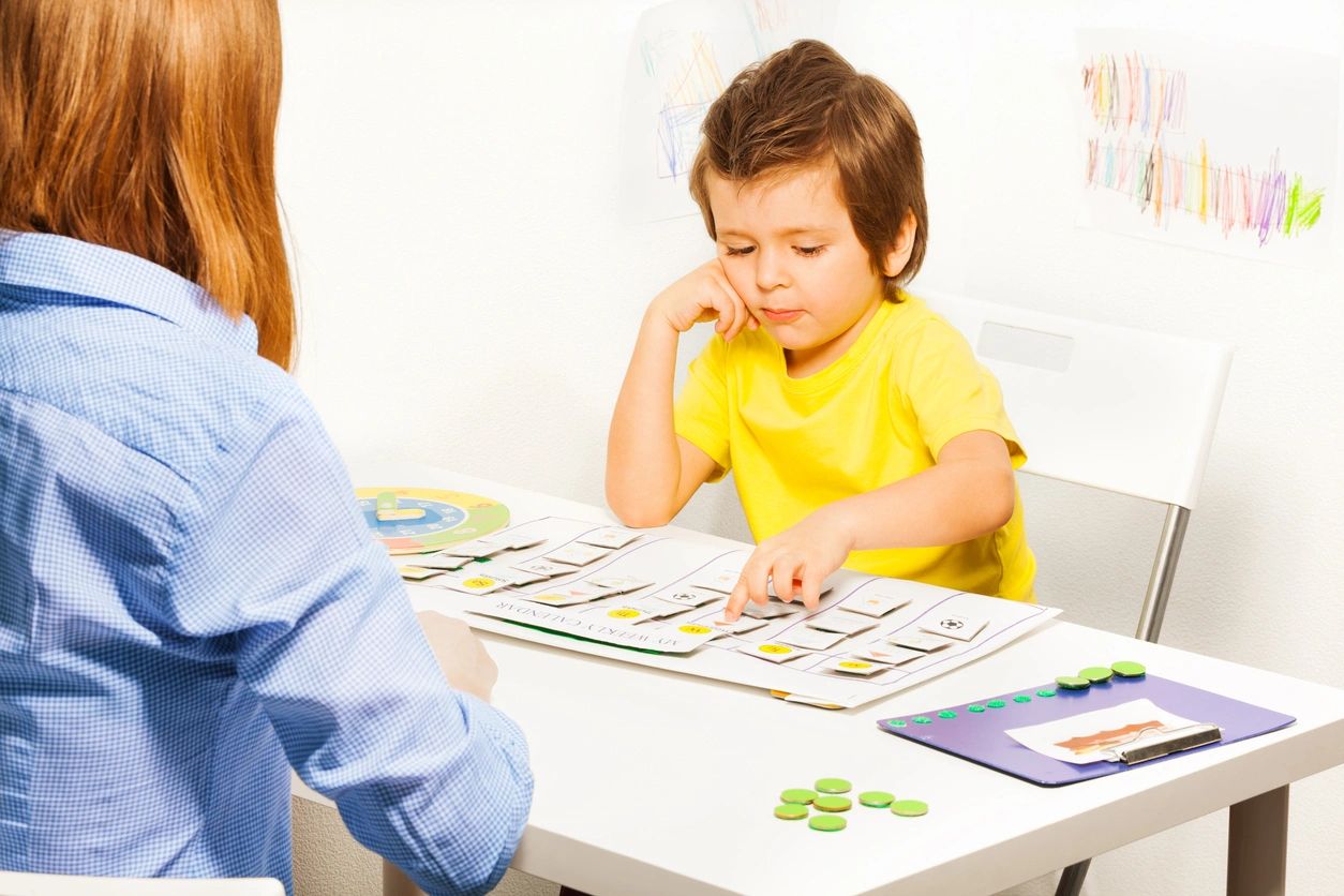 Child practicing a matching activity